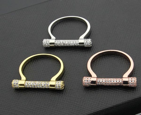 

fashion lady micro inlay full diamond horseshoe ushaped brass 18k gold plated engagement wedding wide rings 3 color size698133829, Slivery;golden