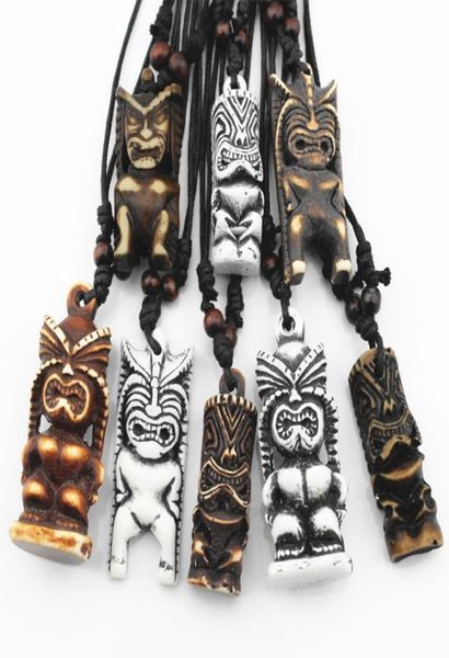 

whole mixed 8 pcs maorihawaiian style imitation bone carved tiki pendants necklace for men women039s gift drop mn1492593, Silver