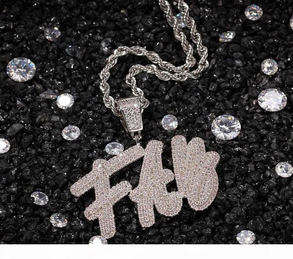 

hip hop custom doublelayer overlapping grass font pendant combination words name with cz tennis necklaces zirconia jewelry cx20076151447, Silver