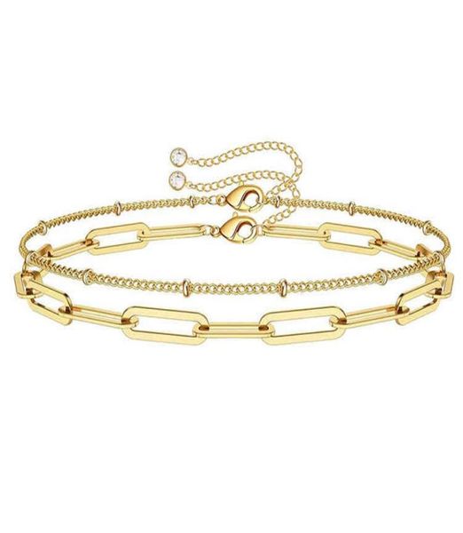 

sc dainty 14k gold bracelet jewelry personalized layered paperclip chain stainless steel crystal charm s women4613962, Golden;silver
