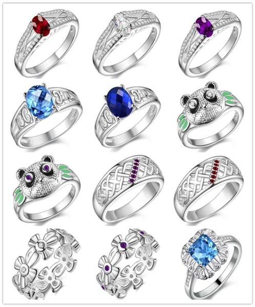 

beautiful design 925 sterling silver finger ring crystal fashion jewelry christmas gifts for women mix order 12pcslot5160414