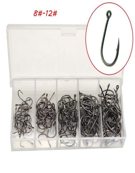 

500pcsbox 5 sizes mixed 812 black ise hook high carbon steel barbed fishing hooks fishhooks pesca tackle bl533466580