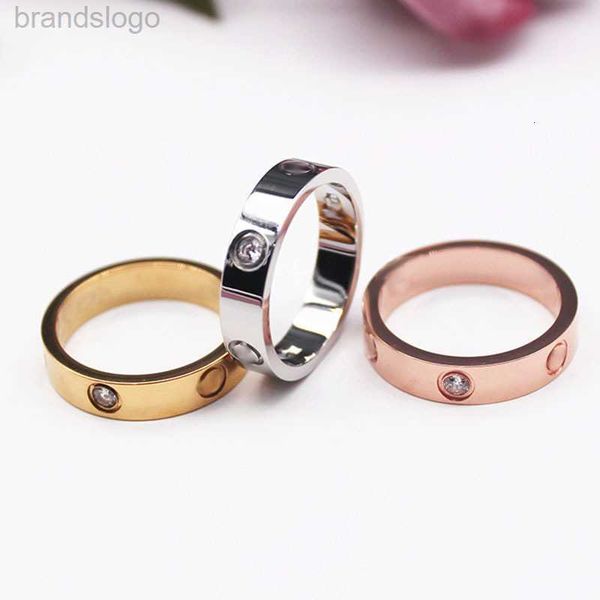 

2021 high polished designer lover ring printed silver rose gold color stainless steel couple rings women jewelry wholesale