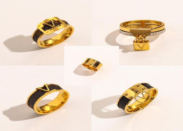 

fashion men women stainless steel rings designers old flower leather ring luxurys jewelry party gifts size 694360418, Golden;silver