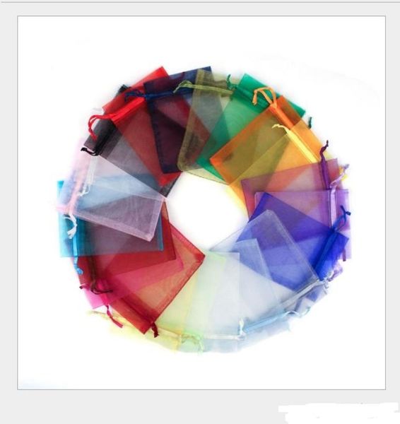 

100pcs 7x9cm mix organza voile wedding favor gift sheer craft bags assorted jewelry pouches3452717, Pink;blue