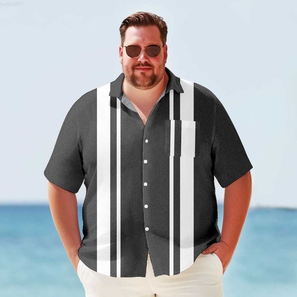 

men's casual shirts big tall haiian shirt for men retro bowling quick drying summer plus size y2kstreetwear short sleeve l230715, White;black