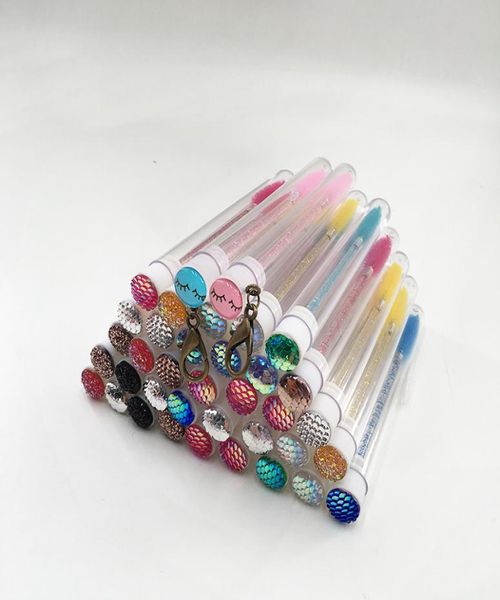 

20pcs eyelash extension disposable mascara wand diamond tube eyebrow brushes applicator eye lashes brush with tube6679041