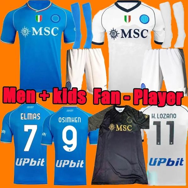 

23 24 napoli soccer jerseys maglia naples 2023 2034 zielinski anguissa olivera kvaratskhelia men football shirts osimhen fabian lozano ssc n, Black;yellow