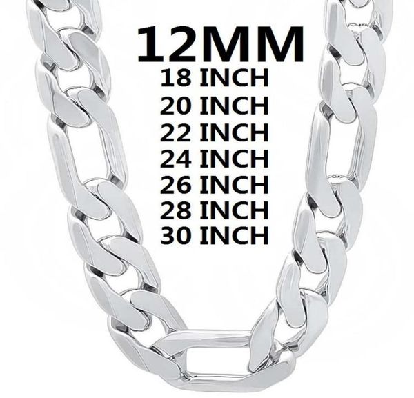 

chains solid 925 sterling silver necklace for men classic 12mm cuban chain 1830 inches charm fashion jewelry wedding9652261