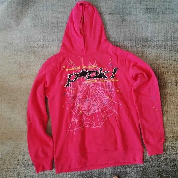 

hoodies young thug star's same sp5der 5555555 pink hoodie sweater hood, Black