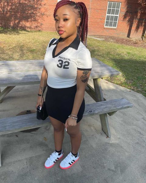 

2023ins polo short sleeve letter print top, White