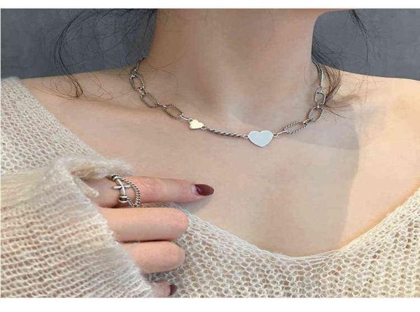 

temperament retro 925 sterling silver love heart pendant thick chains necklace for women wedding party jewelry gift y12049855423