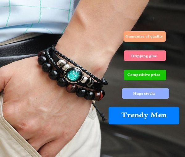 

factory direct twelve constellation hand chain for men europe and america handmade beaded diy constellation bracelet6823795, Black