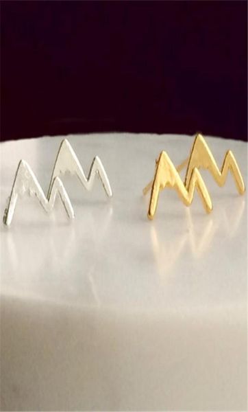 

fashion mountain stud earrings for women made by alloy europe sell mountain peak small earrings8816804, Golden;silver