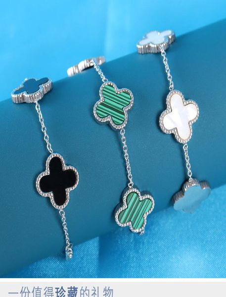 

designer fashion jewelry charm classic chain elegant clover fashionable lady wedding engagement christmas gift luxury leaf enamel 8202109, Black