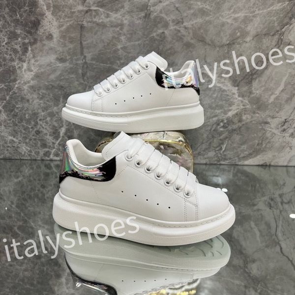 

new r calfskin casual shoes reflective vintage leather trainers fashion leisure shoe platform lace-up print sneaker xsd221135, Black