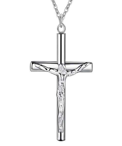

whole 925 silver plated jesus cross pendant necklace fashion party jewelry christmas gifts for women 1709953