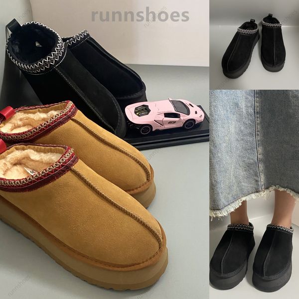 

classic snow boots tazz australian mini tasman slipper platform fluffy mules warm winter half womens fur booties 4cm luxurious shoe booties, Black