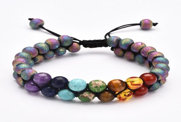 

new multicolor 8mm stone beaded bracelet 5 styles double layers natural volcanic rocks stone yoga braclets jewelry accessories gif8983147, Black