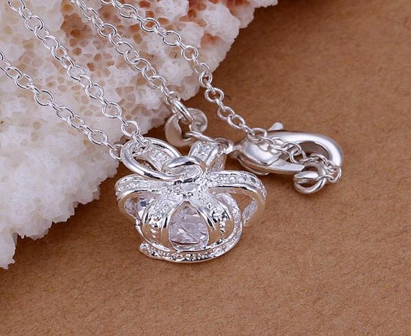 

10pcslot 925 sterling silver plated inset stone crown pendant lknspcp1625030824