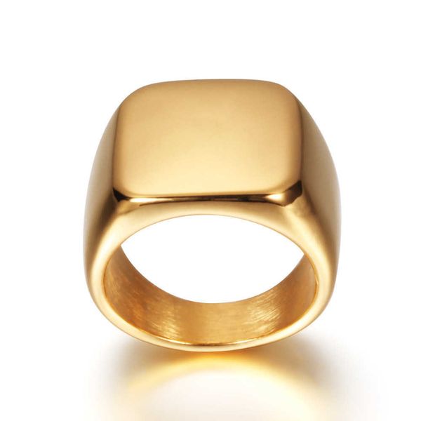 

pendant necklaces wholesale high polished blank men's finger rings sliver and gold color square shape stainless steel signet ring for m, Silver