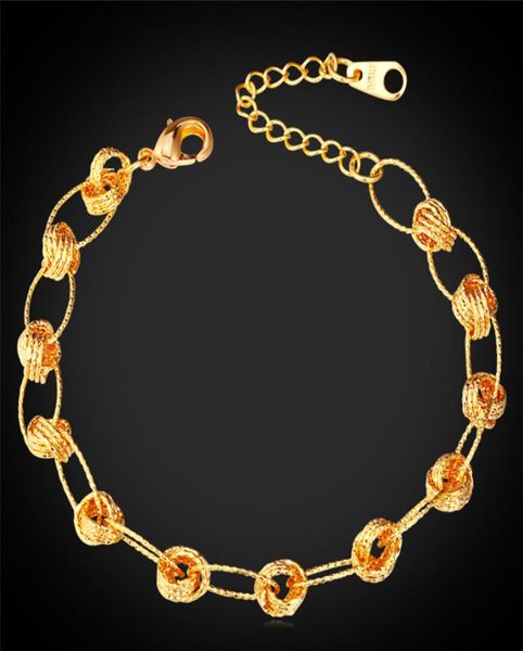 

new 18k real goldplatinum plated fancy ball chain bracelet adjustable fashion charm bracelet for women2619916, Black