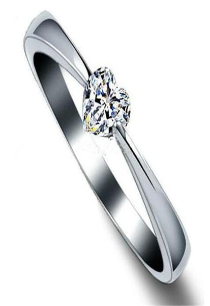 

heart rings love charm finger jewelry 925 sterling silver white gold plated 1ct swiss diamond rings for women b111339200, Golden;silver