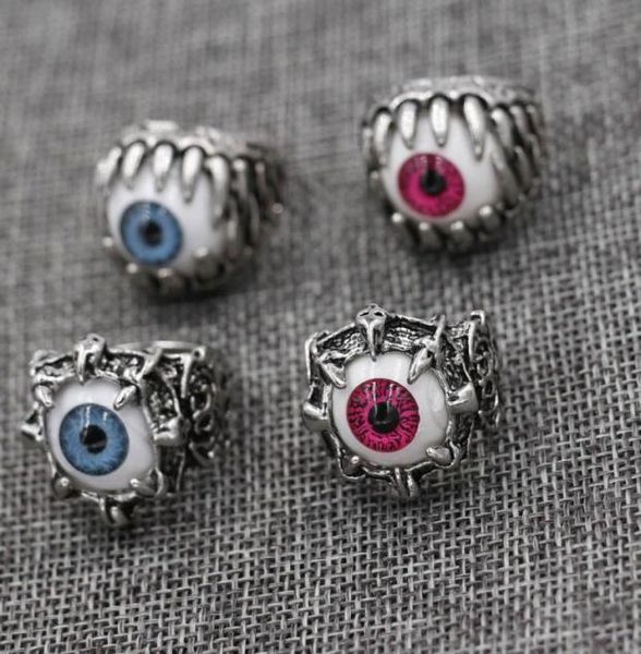

men vintage dragon claw evil eye skull ring imitating stainless steel biker rings devil eyeball halloween party props male jewelry6005357, Silver