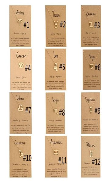 

12 zodiac necklaces for men women pendant necklace with gift card constellation sign gold chain fashion jewelry1599470, Silver