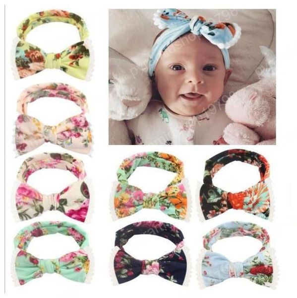 

ins infant kids bow tie headbands bohemia boho flower headwraps children cute hair bands baby hair accessories3919353, Slivery;white