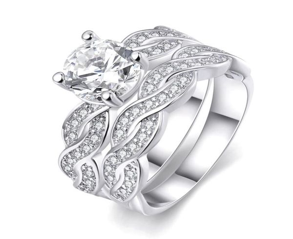 

infinity wedding band anniversary engagement ring bridal set 18kgp goldwhite gold cubic zirconia us size 592894120, Golden;silver