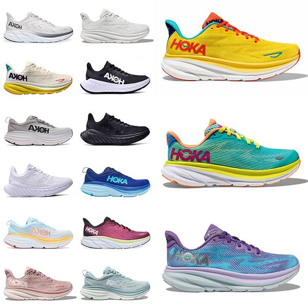 

2023 hoka bondi 8 clifton 8 running shoes men women designer hokas og one carbon x2 cloud kawana 9 low mesh luxury bellwether blue sneakers, Black