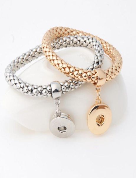 

new threecolor snap button charm bracelets popcorn chains 18mm interchangeable ginger snaps on bangles for woman fashion diy jewe6548272, Golden;silver