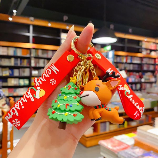 

fashion blogger designer jewelr cartoon adhesive santa claus elk keychain mobile phone keychains lanyards keyrings wholesale ys217, Slivery;golden