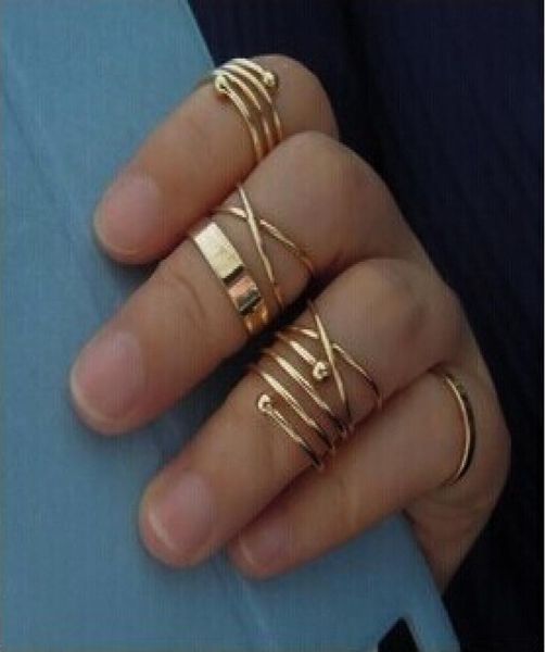 

6pcsset gold ring set combine joint ring band ring toes rings for women fashion jewelry4269137, Silver