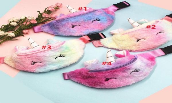 

3pcs kids unicorn stuffed waist bag belt fanny pack purse bag student teenager purses sports gym outdoor cartoon bags1677404, White