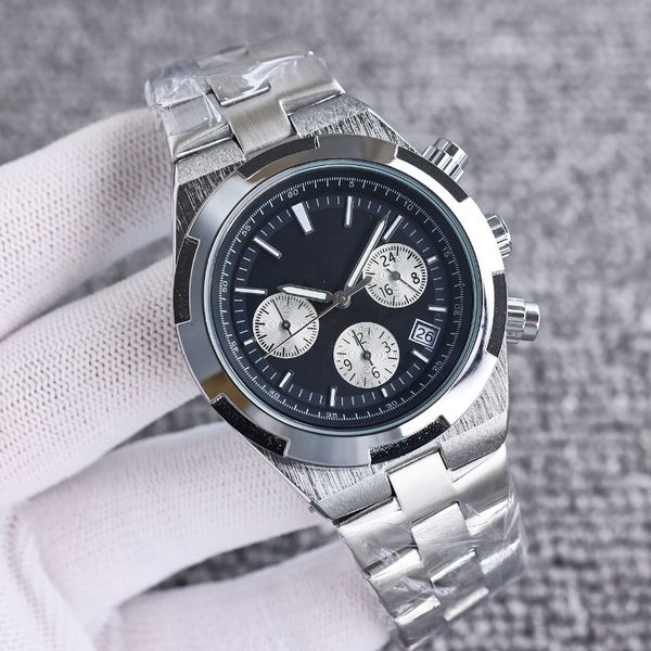 

men's watch watch classic luxury designer quartz watch 40mm precision steel band waterproof sapphire glass fashion business watch, Slivery;brown
