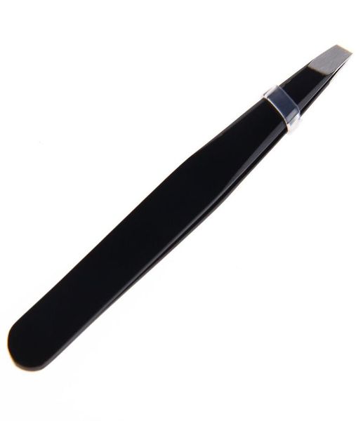 

whole 2016 new fashion 1 pcs professional stainless steel slant tip hair removal eyebrow tweezer makeup tool black color for 9468048