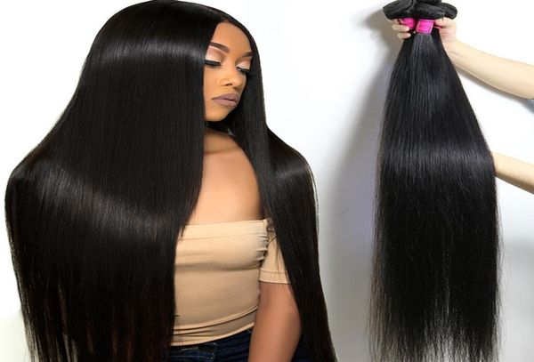 

brazilian virgin hair 30 32 34 36 40 inches straight bundles unprocessed body wave human hair weaves water deep wave human hair ex8088935, Black