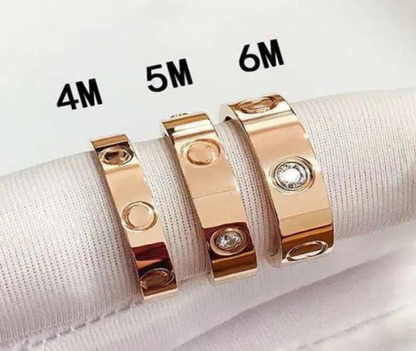 

love screw ring mens band rings 3 diamonds designer luxury jewelry women titanium steel alloy goldplated craft gold silver rose n9644187, Slivery;golden