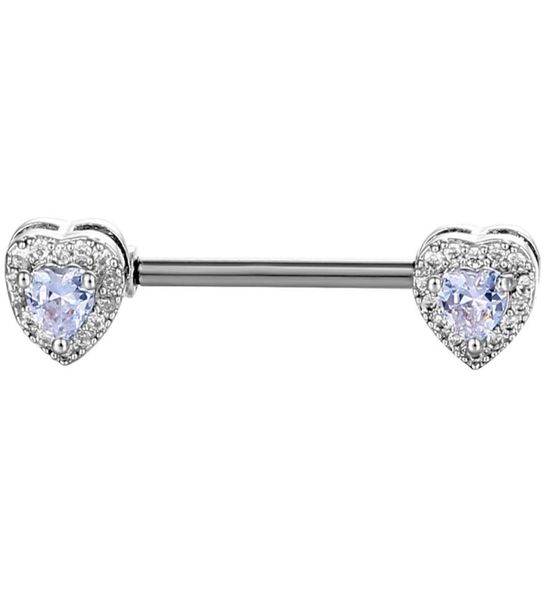 

d1042 zircon heart nipple ring clear 14ga 16mm length01237827207, Silver