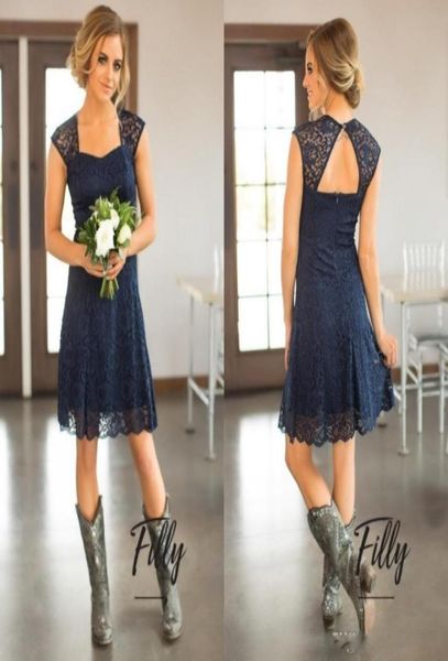 

2017 navy blue short lace country bridesmaid dresses sheath open back sweetheart knee length wedding guest gowns maid of honor par7355736, White;pink