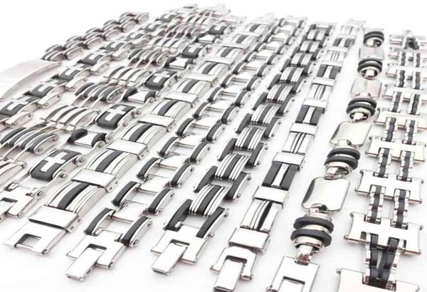

mixmax 10pcs mens women mix styles stainless steel link chain bracelets fashion jewelry for male party favor gifts whole lot2164697, Golden;silver