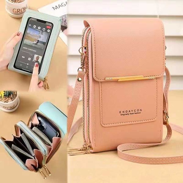 

touch screen mobile phone bag women's messenger bag korean mobile phone bag multi-function key zipper zero wallet vertical