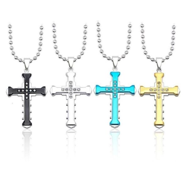 

fashion personality cool men039s cross necklace gold and silver black men and women trend metal cross pendant men039s neckla2720210