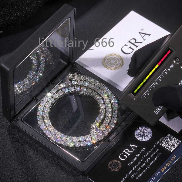 

fine jewelry hip hop 925 sterling silver vvs moissanite diamond cluster iced out tennis chain bracelet necklace for men women