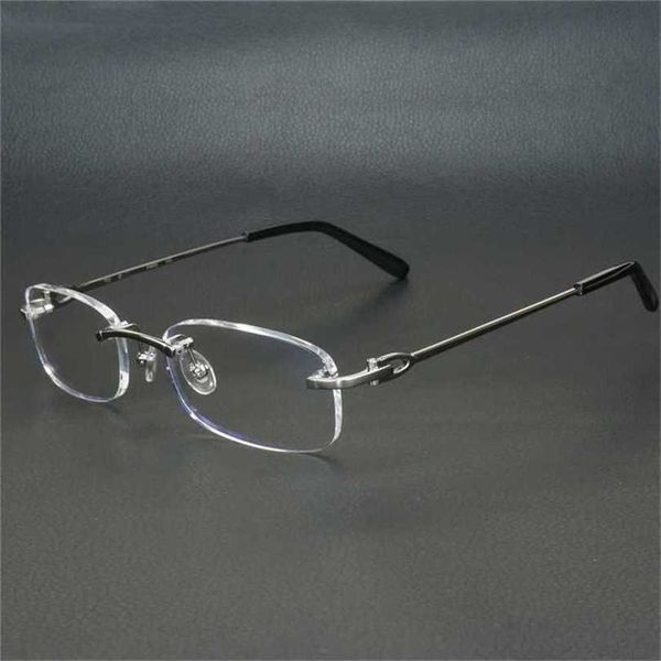

sunglasses 2023 metal square clear frames men women rimless glasses carter optical frame spectacles eyeglasses for computer 9011kajia new, White;black