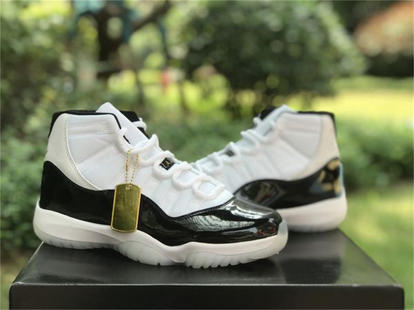 

air 11 dmp authentic 11s shoes ct8012-170 white/black-metallic gold outdoor sports sneakers with original box