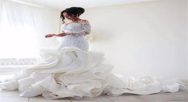 

wedding dresses mermaid long sleeves bridal gowns lace appliques plus size 2 4 6 8 10 12 14 16 18 20 22 new3384583, White