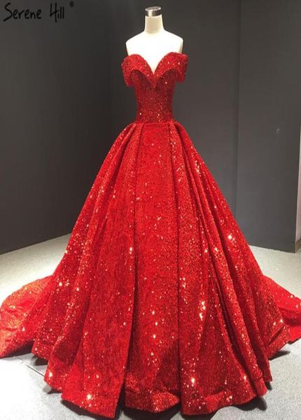 

2020 red sequined ball gowm evening dress luxury real pictures off shoulder plus size prom quinceanera gown vintage formal party d6474794, Black;red